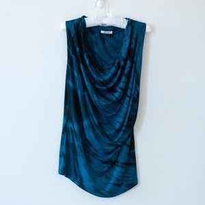 Artive Teal and Black Drape neck Tank Top